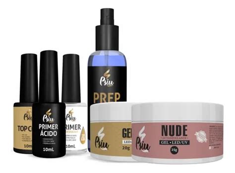 Kit Psiu Primers Top Coat Gel Nude Prep Base Em Gel Manicure
