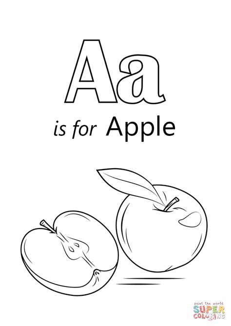 A for apple coloring pages