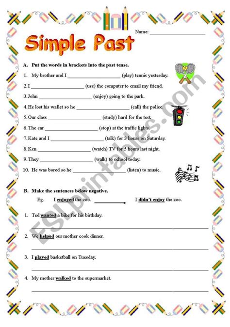 Simple Past Tense Worksheets