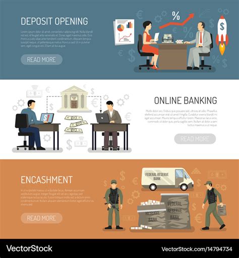 Bank Horizontal Banners Royalty Free Vector Image