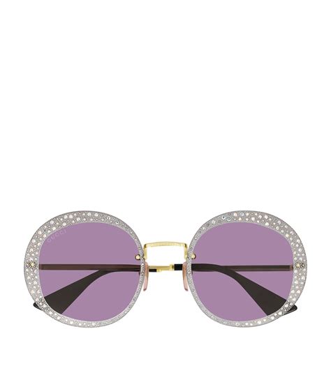 Womens Gucci Gold Embellished Round Sunglasses Harrods Uk