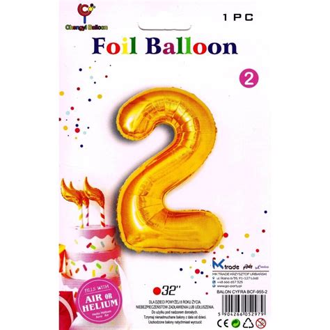 Balon foliowy złoty cyfra 2 wys 81 cm MK Trade Przyjęcia i okazje