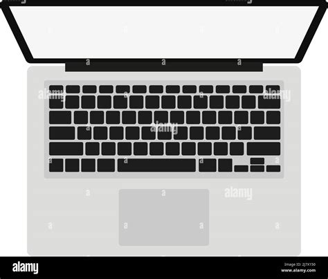 Top Down View Of Laptop Computer On White Background Flat Design