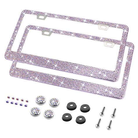 Bling License Plate Frame For Women Sparkly Stainless Steel License