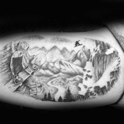 Gorgeous Grey Snowboard Tattoo Male Arms Snowboard Tattoo Best