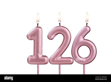 Lit Birthday Candle Candle Number On White Background Stock Photo