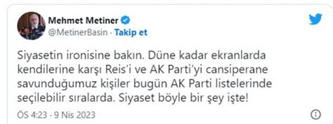 Mehmet Metiner Den Milletvekili Listelerine Dair Dikkat Eken Payla M