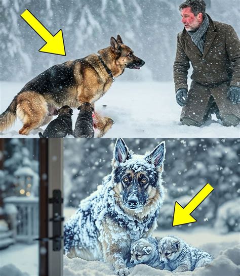 German Shepherd Freezes with Two Pups. The Man’s Decision to Open the Door Will Shock You - News