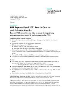 HPE Reports Fiscal 2021 Fourth Quarter And Full Year Results Hpe