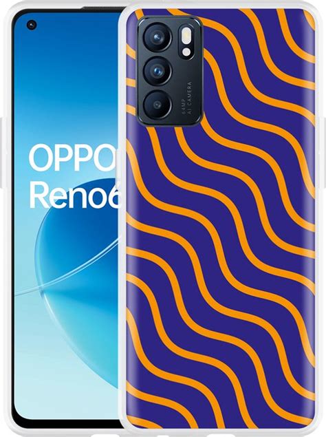 Oppo Reno G Hoesje Blauw Oranje Lijnen Designed By Cazy Bol