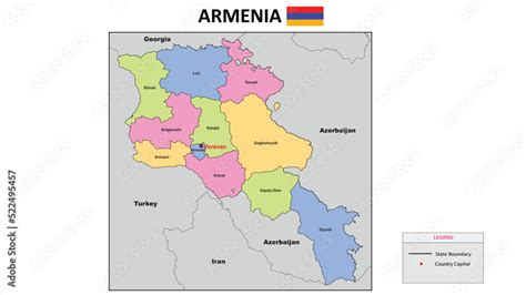 Armenia Map. State and district map of Armenia. Political map of ...