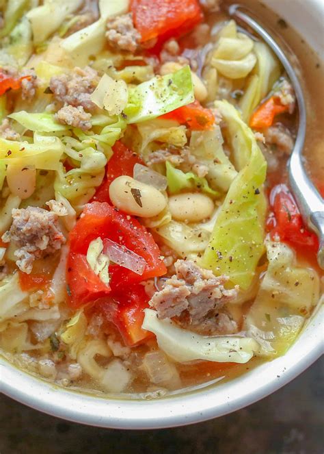 Italian White Bean Cabbage And Sausage Soup Barefeet In The Kitchen