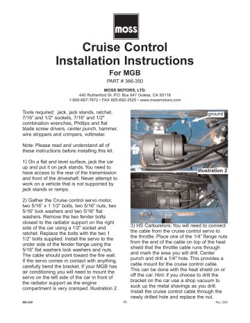 Installation Instructions Cruise Control | Manualzz