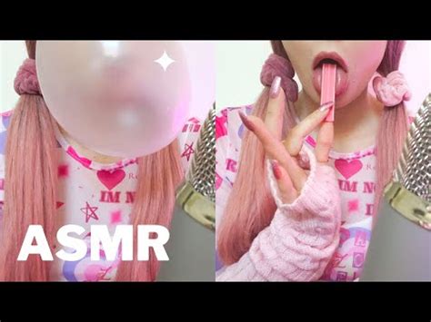 Asmr Bubble Gum Chewing Blowing Big Bubbles With Pink Gum No Talking