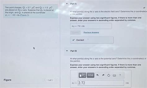 Solved Two Point Charges Q137μc And Q2−15μc Are Placed