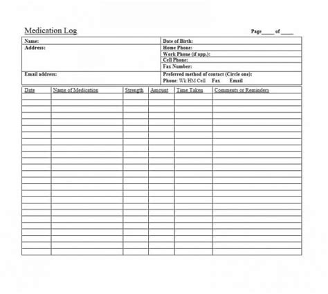 Printable Medication List For Patients