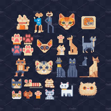 Cats Pixel Art Icons Icons Creative Market