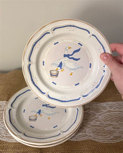 Vintage Newcor Stoneware Geese Countryside Salad Plates Etsy