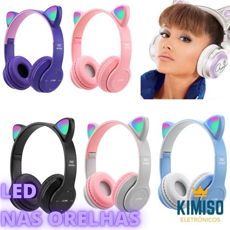 Fone Orelha De Gatinho Gato Headphone Bluetooth Led Sem Fio