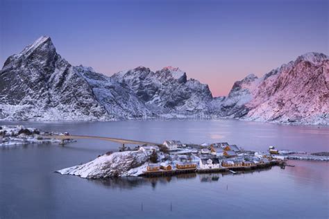 Reine on the Lofoten Islands in Northern Norway in Winter Stock Image ...