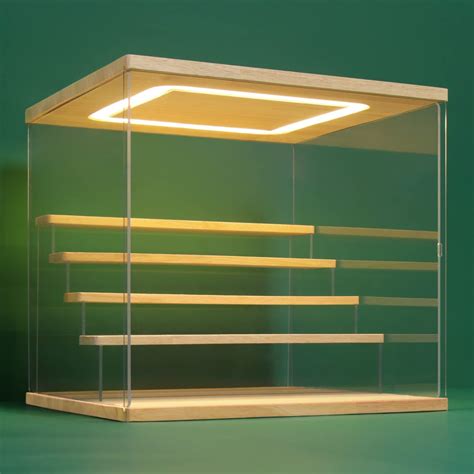 Nonemey Clear Acrylic Display Case Stand With Led Light Tier