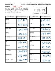 formula mass worksheet - CHEMISTRY COMPUTING FORMULA MASS ...