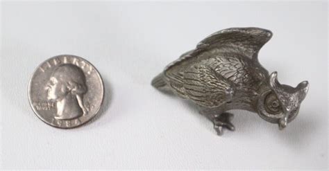 Great Horned Owl Pewter Miniature 1989 Figurine 2 Signed Rawcliffe