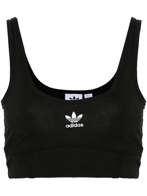 Adidas Trefoil Logo Crop Top Black Farfetch