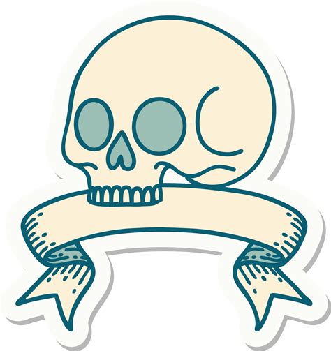 Tattoo Style Sticker With Banner Of A Skull 44990496 Png