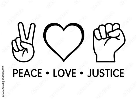 Peace Love Justice line art vector icon design for apps and print Stock ...