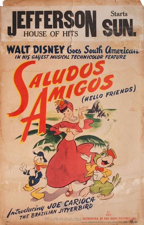 Saludos Amigos Original 1943 U.S. Window Card Movie Poster ...