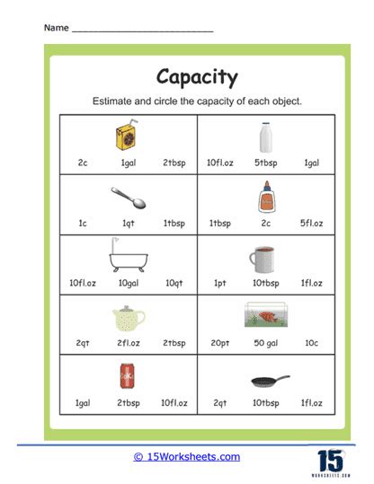 Capacity Worksheets 15 Worksheets Worksheets Library