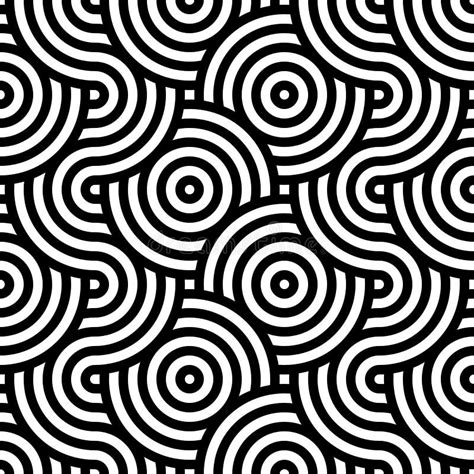 Abstract Circle and Wave Seamless Pattern on White Background Stock Vector - Illustration of ...