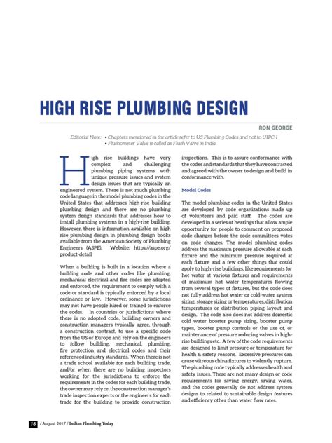 004 High Rise Plumbing Design Pdf Water Heating Pounds Per