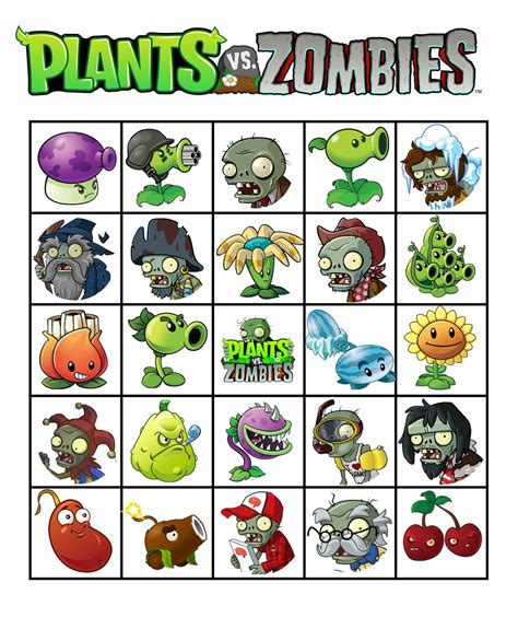 Printable Plants Vs Zombies Characters