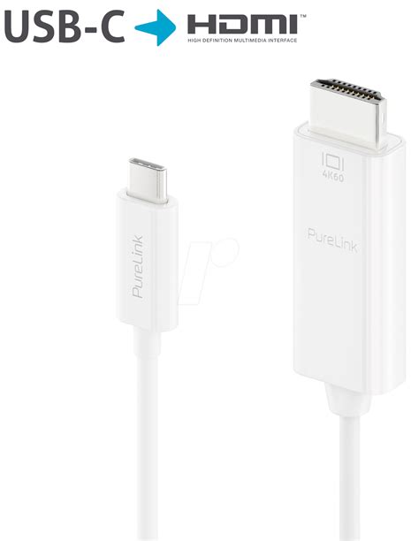 PURE IS2200-010: Adapter cable, USB type-C > HDMI, 4K @ 60 Hz, white, 1.0 m at reichelt elektronik