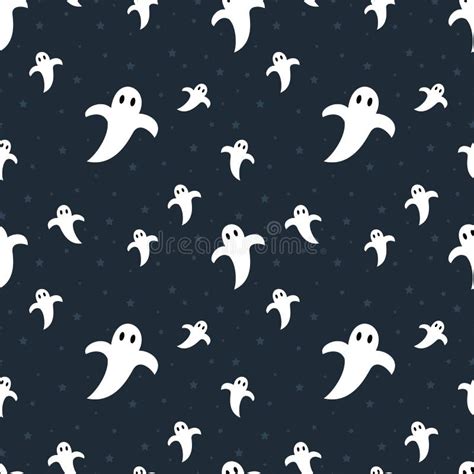 Halloween Cute Ghosts Seamless Pattern Stock Vector Illustration Of