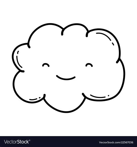 Cute cloud cartoon in black and white Royalty Free Vector