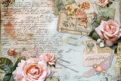 Vintage Floral Collage Background Graphic By Sun Sublimation Creative