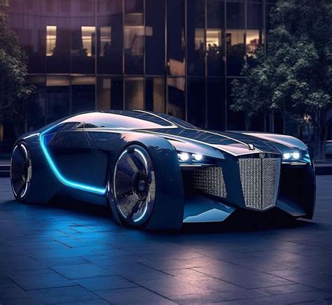 a futuristic car is shown in front of a building