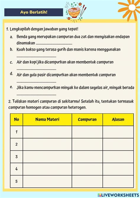 Lkpd Kelas 5 Tema 9 Benda Di Sekitar Kita Part 1 Online Exercise For