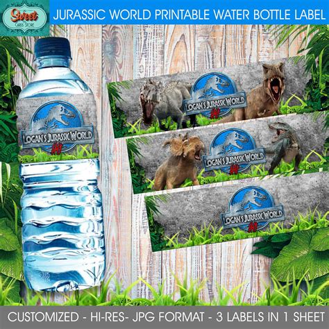 Jurassic World Printable Personalized Water Bottle Label