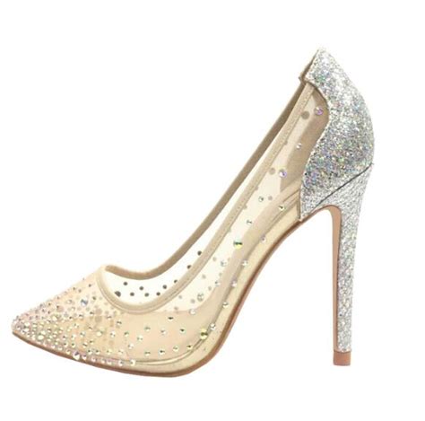 2018 Summer Fashion New Mesh Lace Rhinestone Thin High Heels Pointed Shallow Mouth Female Shoes