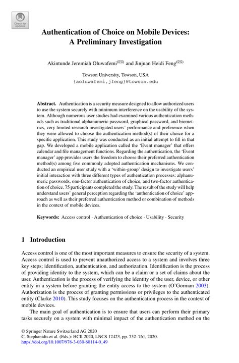 PDF Authentication Of Choice On Mobile Devices A Preliminary