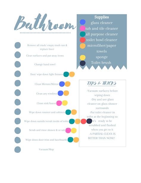 Bathroom Cleaning Checklist - Etsy