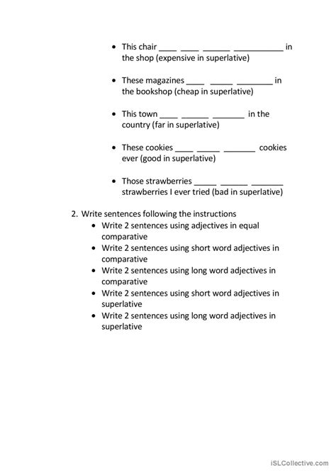 Comparative and superlative Deutsch DAF Arbeitsblätter pdf doc