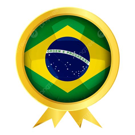 Brazil Flag In Golden Badge World Cup Flag World Cup Fifa