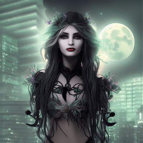 Cyberpunk Witch Girl Under Full Moon Creative Fabrica