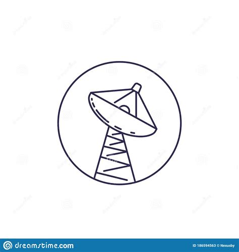 Satellite Dish Big Antenna Vector Line Icon Stock Vector