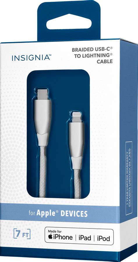 Insignia 7 USB C To Lightning Charge And Sync Cable With Braided